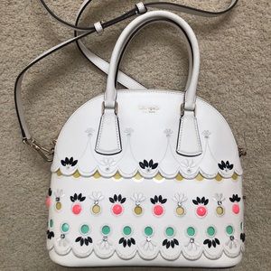 Kate Spade white Sylvia jeweled dome satchel